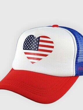 Usa flag in shape of heart snapback hat